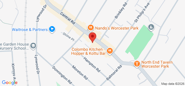Map showing Urban Crust in Worcester Park